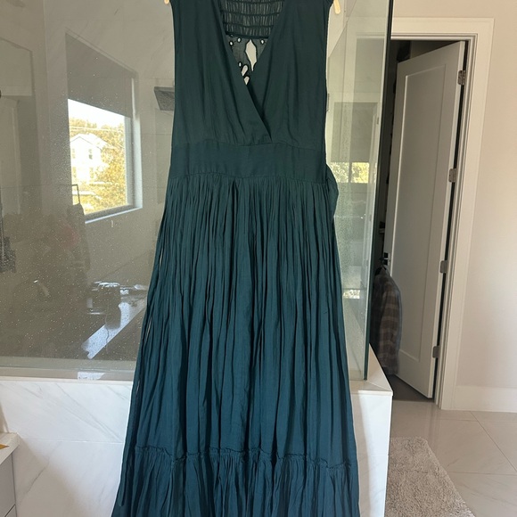 Anthropologie Mes Desmoiselles teal eyelet maxi dress NWOT size 42/10-12 - Picture 4 of 5
